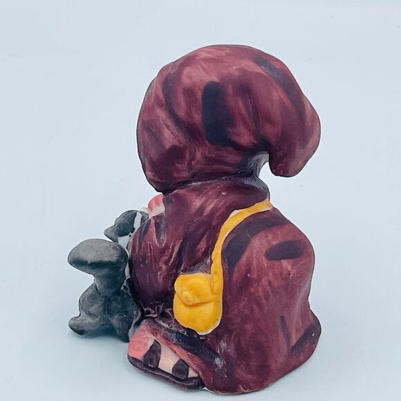 Vintage Figurine Blink Friar Monk in Robes Petting Black White Kitty Cat Skunk - Picture 3 of 7